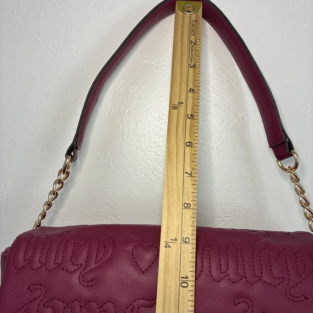 Juicy Couture Lovely Girl Shoulder Bag Purse Plum Berry Quilted Hearts Chunky‎